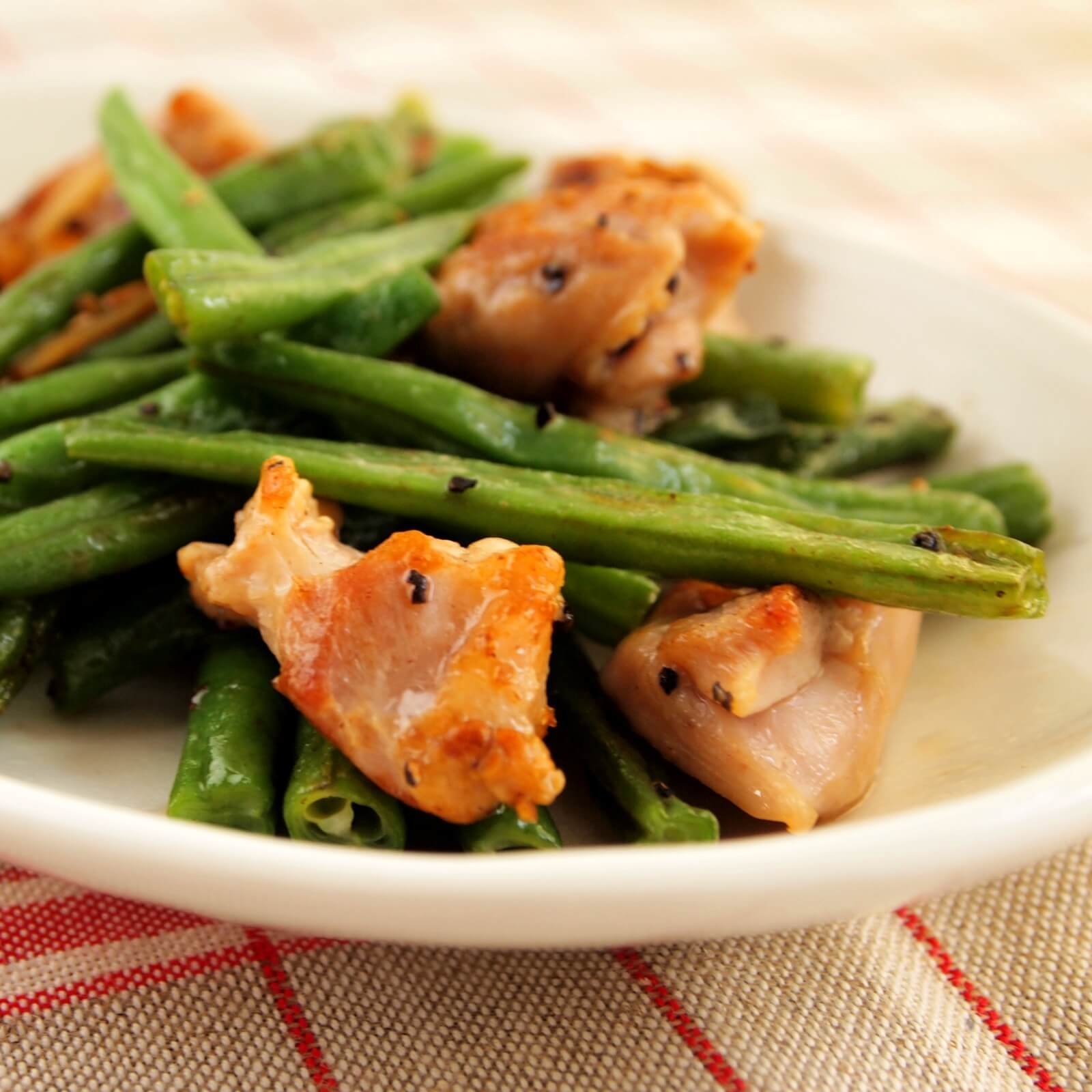いんげんと鶏肉の塩炒め いんげんと鶏肉の塩炒め