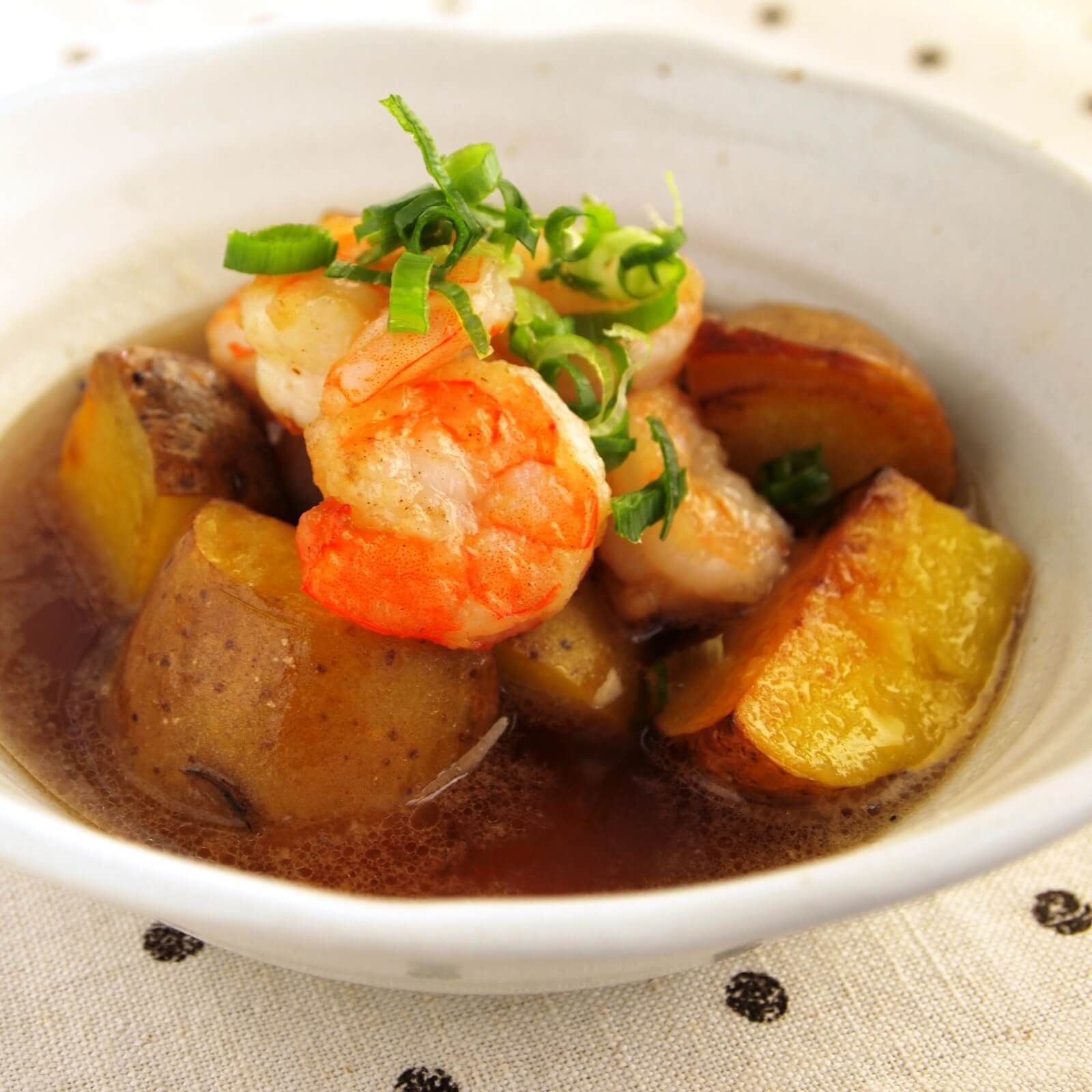 じゃがいもとえびの揚げびたし じゃがいもとえびの揚げびたし