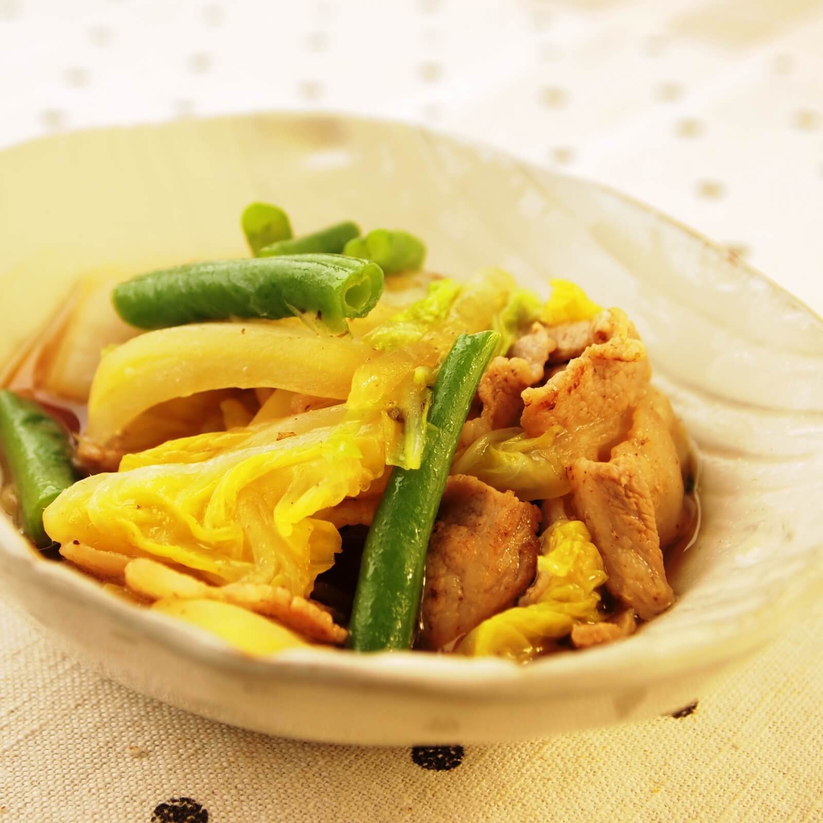 はくさい・いんげんと豚バラのうま煮 はくさい・いんげんと豚バラのうま煮